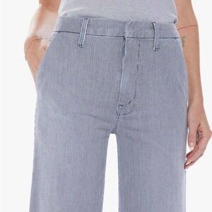 MOTHER Navy Striped Ankle Jeans